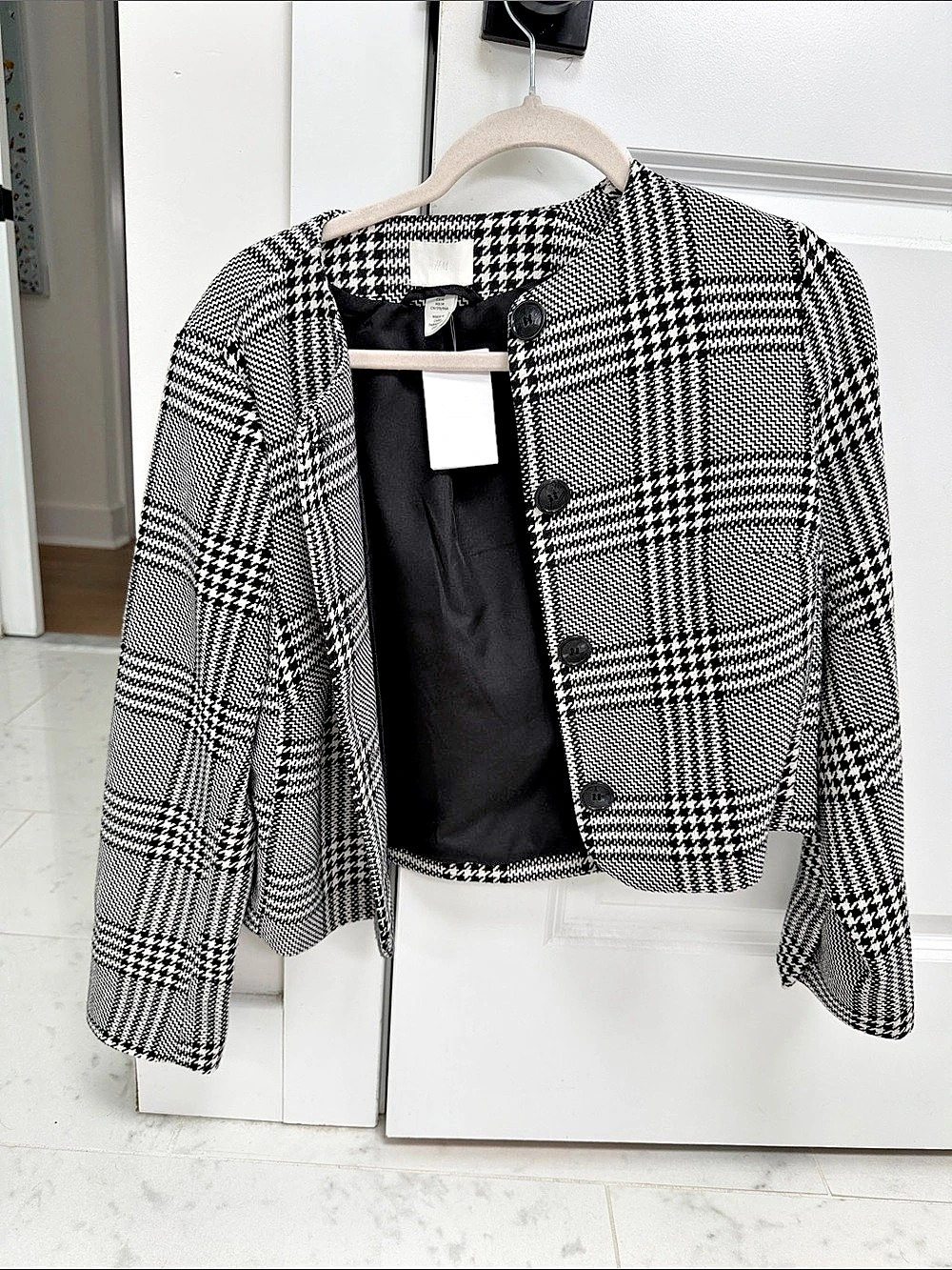 H&M Plaid Blazer in Black & White NWT